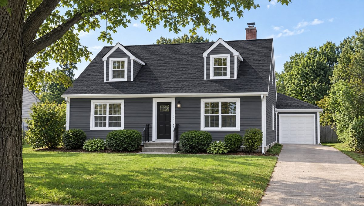Same home after new siding, roof and windows